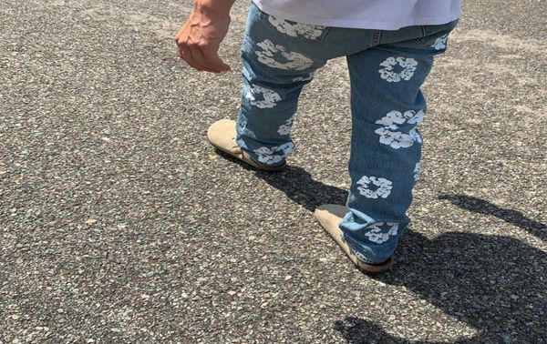 

correct version high street fashion brand tears washed vintage kanye039s same denim pants8750609, Blue