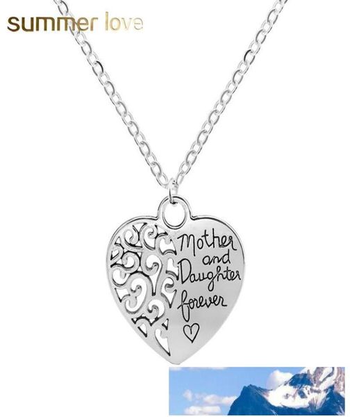

heart shape mom and daughter pendants necklace for women adjustable silver plating hollow chain necklace jewelry gift8060250