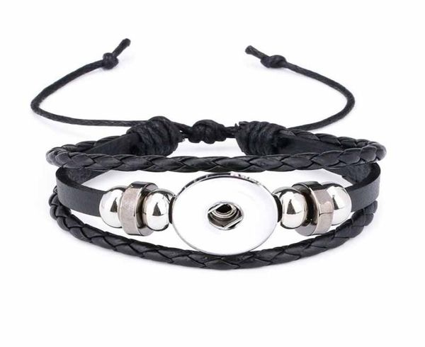 

fashion original 317 genuine leather hand weave 18mm 12mm snap button bracelet interchangeable charm jewelry for women teenagers3482827, Golden;silver
