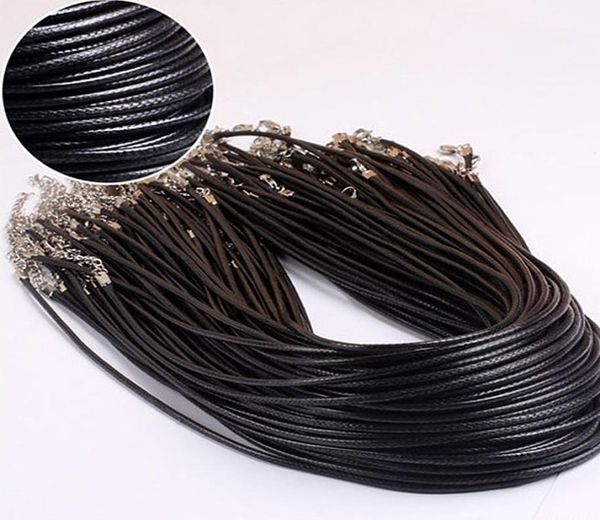 

ed braided rope 2mm black pu leather cord chain necklace silver clasp string ropes men women gargantilha 896314