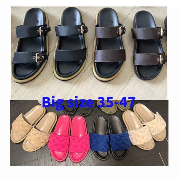 

women slippers buckle strap sandals women men black scuff flat sandals pool pillow mules sunset padded front strap fashionable easy-to-w xku