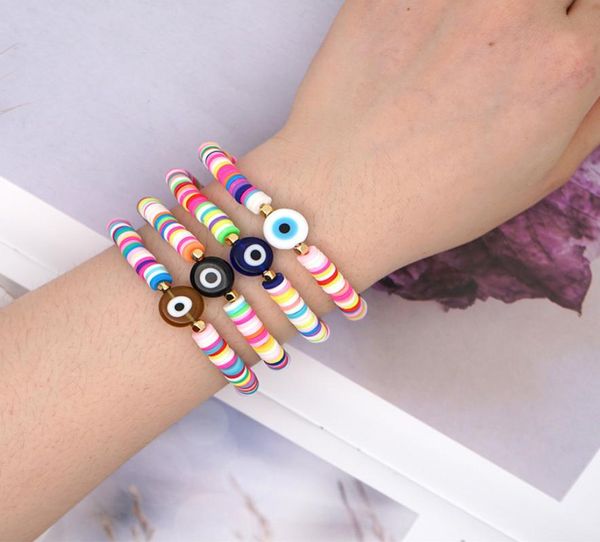 

turkish evil eye bracelet femme greek eye bracelets for women polymer clay heishi disc beads clay bracelet1328942, Black