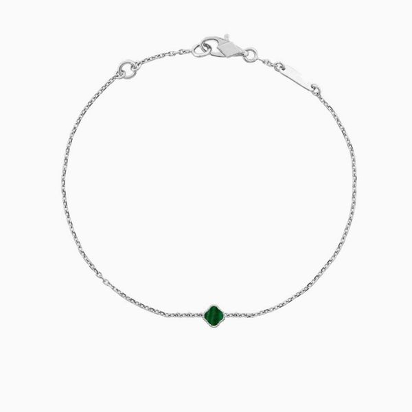 

1 mini four leaf clover bracelet charm bracelet clover jewelry 18k gold plated luck flower bangle bracelet chain fashion designer jewelry fo, Golden;silver