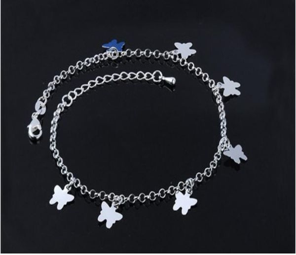 

sterling silver 925 women anklets womens jewelry machined butterfly ankle bracelets charms for bracelets7803988, Red;blue