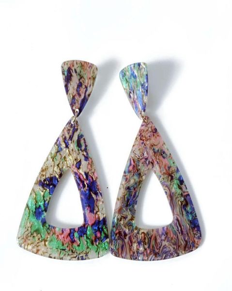 

new triangle mixed color pink fasion elegant sweet bohemia styles stud earring pretty trendy popular stud earring7073486, Golden;silver