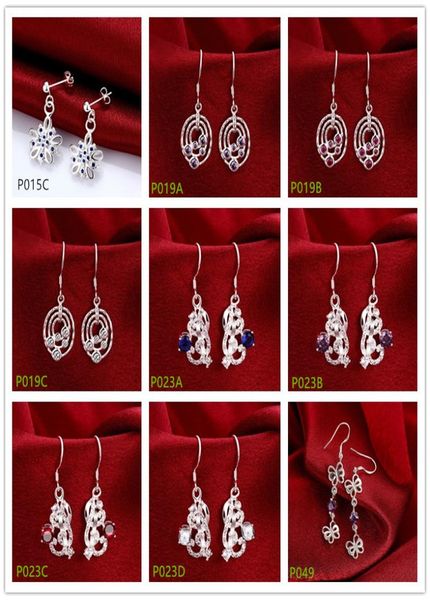 

fashion women039s gemstone 925 silver plate earring 10 pairs a lot mixed styleplated sterling silver dangle chandelier earring8087709