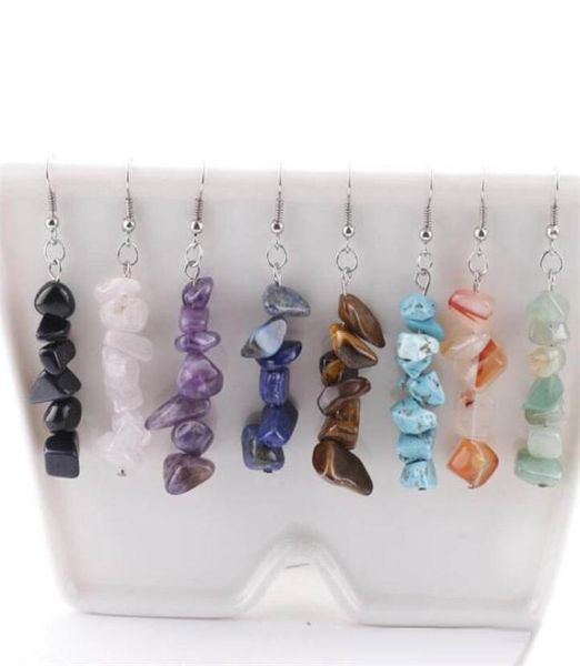 

natural healing crystal sodalite chip gemstone dangle earrings natural mixed gemstone chakra women fashion jewelry lover gift7426329, Silver