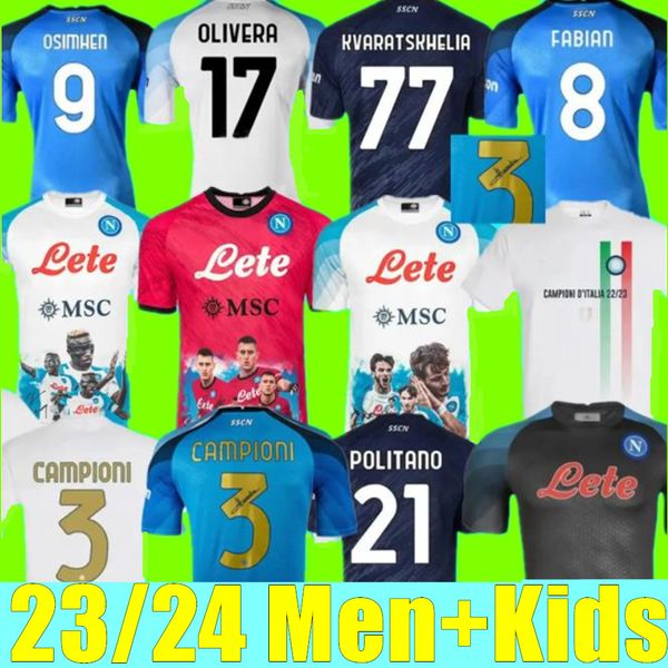 

22 23 napoli soccer jerseys men kit kids sets maglia naples 2023 kvaratskhelia zielinski maradona min jae football shirt t osimhen lozano ss, Black;yellow