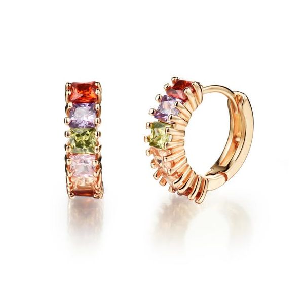 

elegant 18k gold plated golden tone diamond accent multicolor cubic zirconia hoop earrings for women charm wedding jewelry2622697, Golden;silver