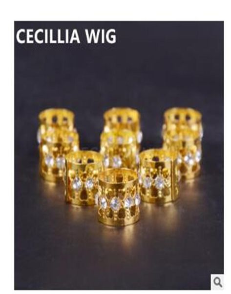 

rhinestone dread hair extensions 50 pcs 8x9mm adjustable dreadlocks beads braided handcuffs heart shaped clip hair extension3006548, Golden;silver