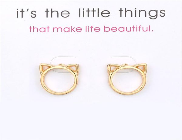 

cute cat ears earrings alloy exquisite gold silver color stud earrings women039s sweet exquisite card jewelry gifts5232898, Golden;silver