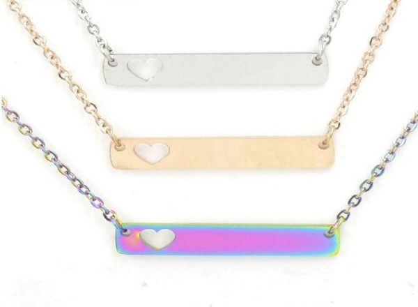 

stainless steel bar pendant necklace new love heart bar necklace for mother daughter blank bar charm pendant for buyer own diy gb13192183, Golden;silver