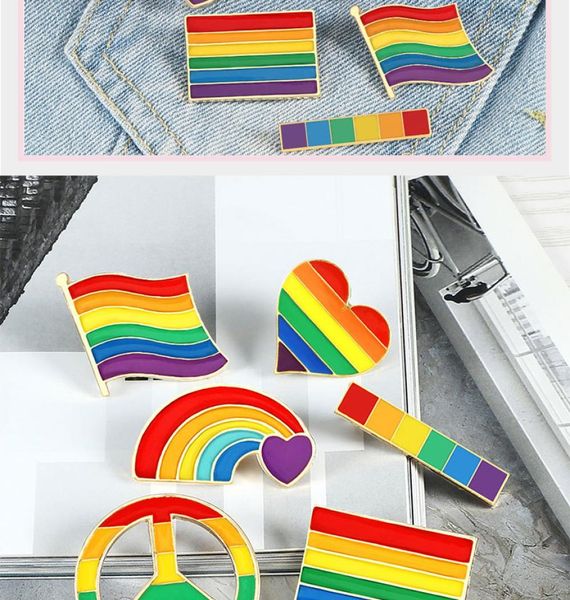 

flag rainbow heart brooch peace and love enamel pins clothes bag lapel pin gay lesbian pride icon badge jewelry gift1814602, Gray