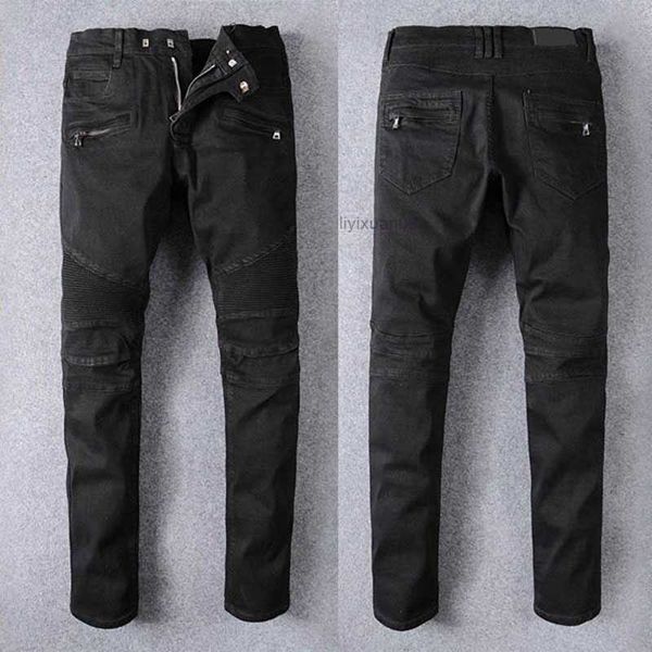 

ami mens jeans distressed france fashion straight mens biker hole stretch denim casual jean men skinny pants elasticity male ripped trousers, Blue