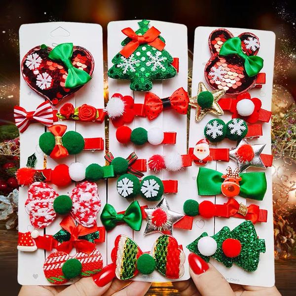 

fashion blogger designer jewelry christmas hair card set baby fragmented hair edge clip sequin christmas tree hat headwear clips barrettes w, Golden;silver