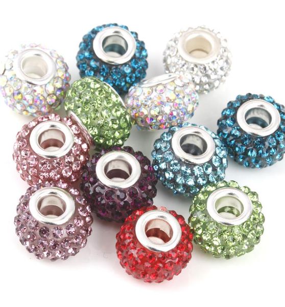 

10 colors mix diy bracelets pendant for bracelets with 5 rows of large hole acrylic crystal large beads6433959, Bronze;silver