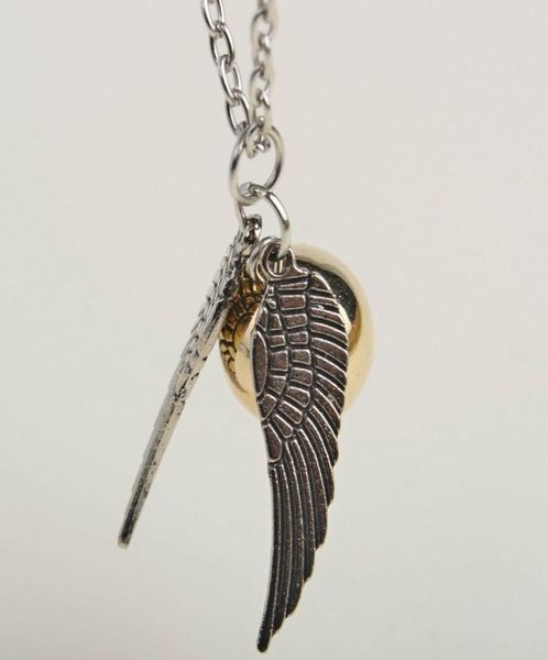 

new style silver wings snitch gold necklace pendant golden whole6668929