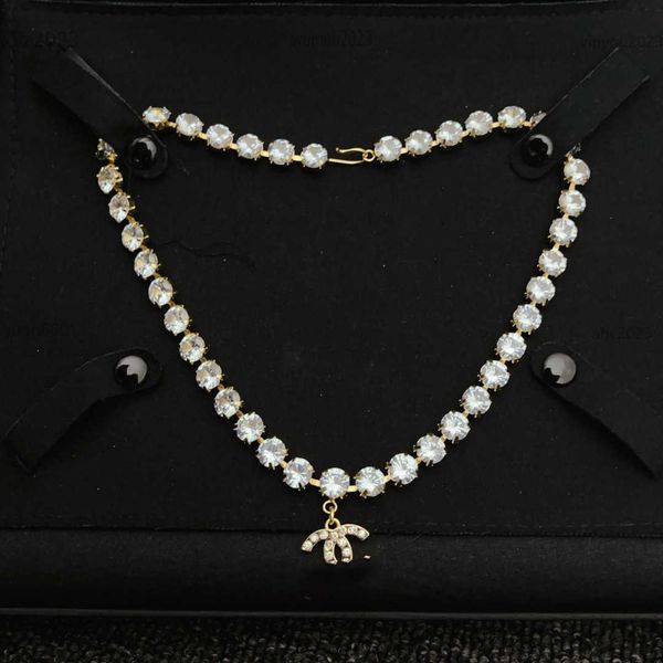 

designer women pendant necklaces fashion diamond bead chain jewelry diamond logo shaped pendant necklace #including box preferred gift, Silver