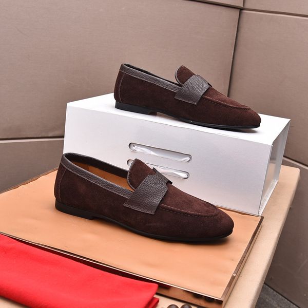 

2023 men's dress shoes brand wedding fashion office business oxfords men slip on casual nightclub party driving flats size 38-44, Black