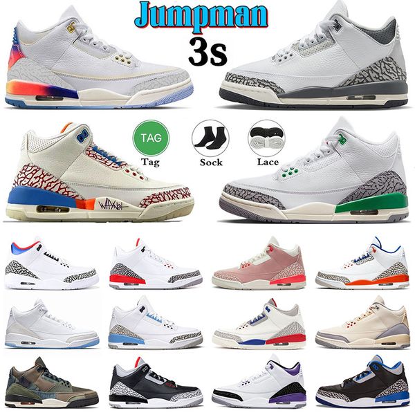 

jumpman 3 mens 3s basketball shoes hide n' sneak mr.triple double patchwork j balvin lucky green fire red neapolitan racer blue pink me