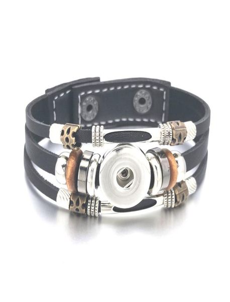 

black brown really 104 original genuine leather retro bracelet 18mm snap button bangle charm jewelry for women men kids1585931, Golden;silver