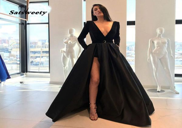 

new arrival prom party evening dresses vestido de noiva sereia gown satin robe de soiree elegant frock side slit velour3821850, Black;red