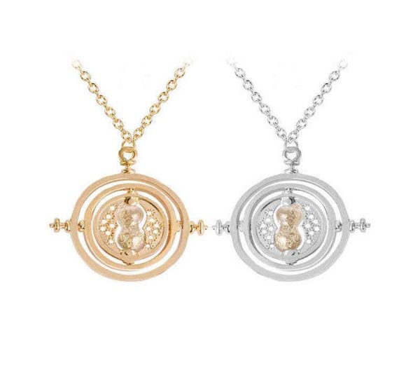 

24 pcs lot selling 3 5 cm diameter time turner necklace movie jewelry rotating hourglass pendant bulk whole 220121293q3495844, Silver