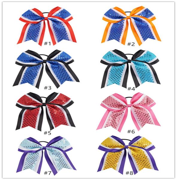 

american children039s bow hair band football baseball cheerleading rubber band girl sequins headdress colorful handmade hair ac4942537, Pink