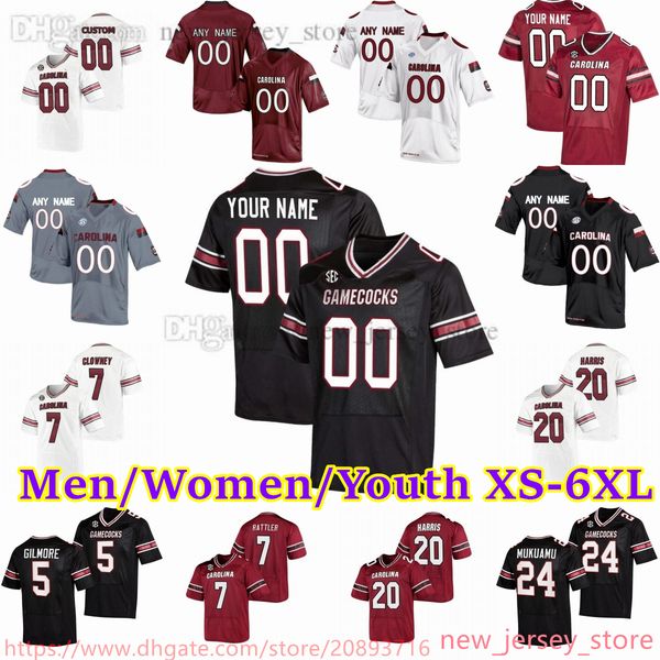 

2023 custom s-6xl ncaa south carolina gamecocks football jersey smith mukuamu gilmore hurst ingram succop kinlaw davis byrd cann muse wells, Black