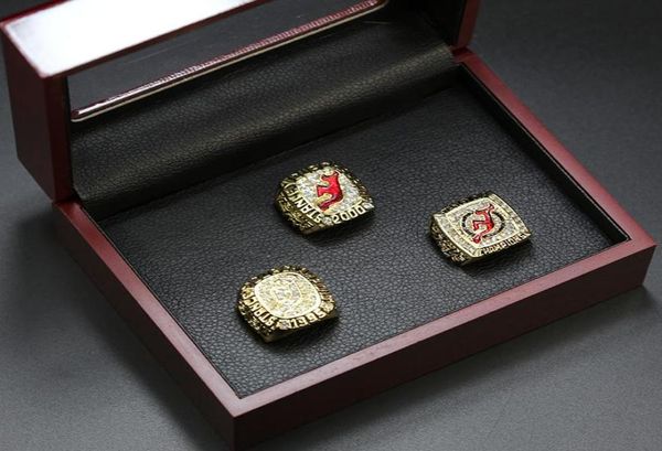 

3pcs 1995 2000 2003 new jersey devils cup championship ring set wooden box men sport fan souvenir gift wholesale dropshipping8063964, Golden;silver