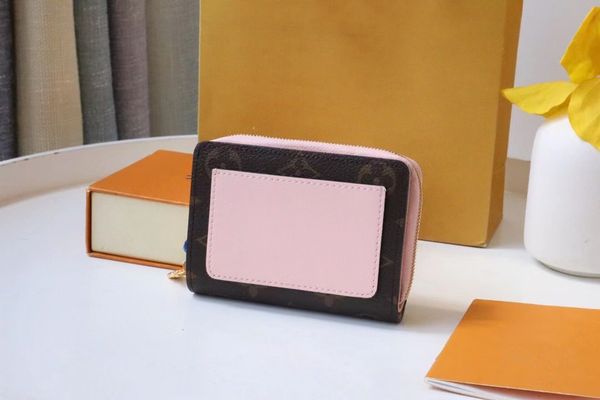 

m82377 women's new luxury short zipper wallet card bag, Red;black