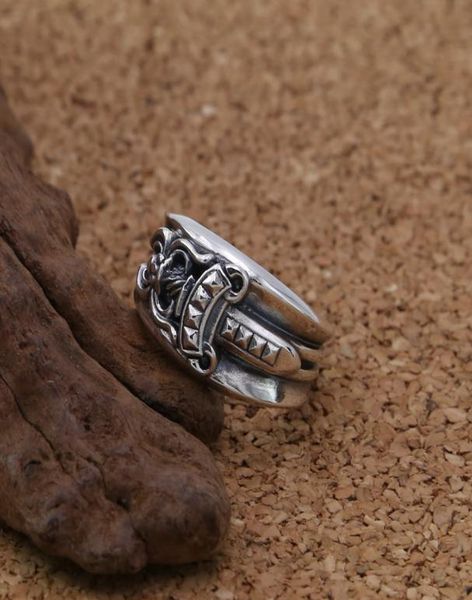 

personalized 925 sterling silver punk rock vintage antique silver jewelry handmade designer dagger sword ring for gift3616046