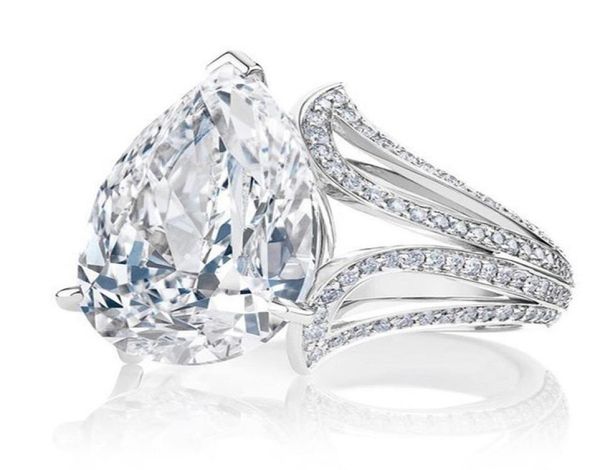 

omhxzj whole european solitaire rings fashion woman man party wedding gift water drop white zircon 18kt white gold ring rr6683328373, Golden;silver