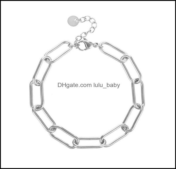 

link chain bracelets jewelry fashion simple retro geometric bamboo paperclip stainless steel gold bracelet drop delivery 2021 2f8f3381568, Black