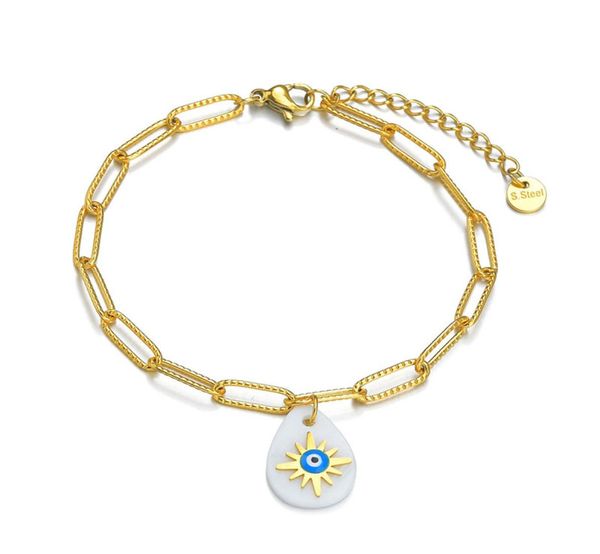 

clip chain blue eye charm bracelet stainless steel gold plated bracelets bangles for women2832913, Black