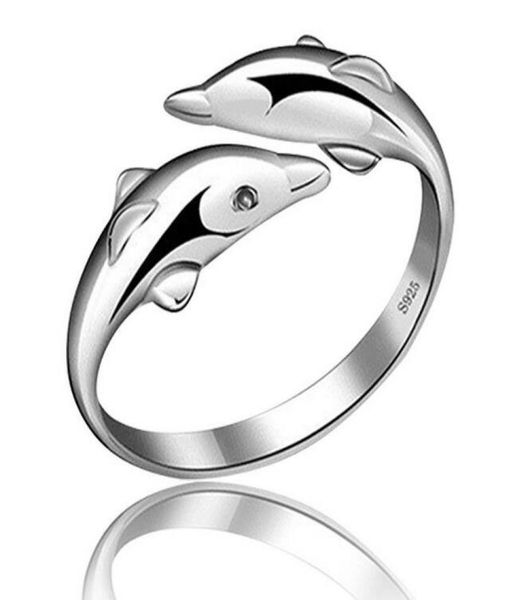 

silver band rings dolphin finger rings for women girl wedding party open size fashion jewelry whole 0107wh8185479