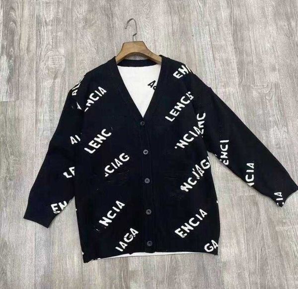 

women sweaters luxury designer b brand knitted sweater for v neck contrast color buttons cardigan sweater jacket, White;black