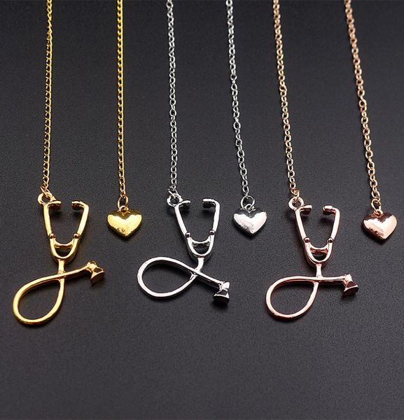 

necklaces pendants jewelry fashion medical alloy i love you heart pendant stethoscope necklace for nurse doctor jewelry gift who1829136, Silver
