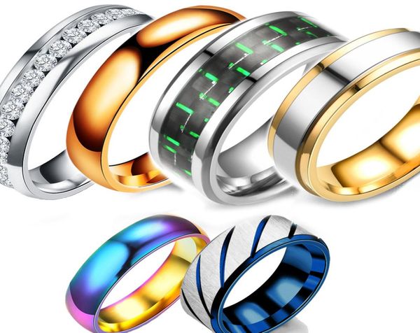 

stainless steel diamond ring rotatable chain rainbow engagement wedding women mens rings band fashion jewelry6175715, Silver
