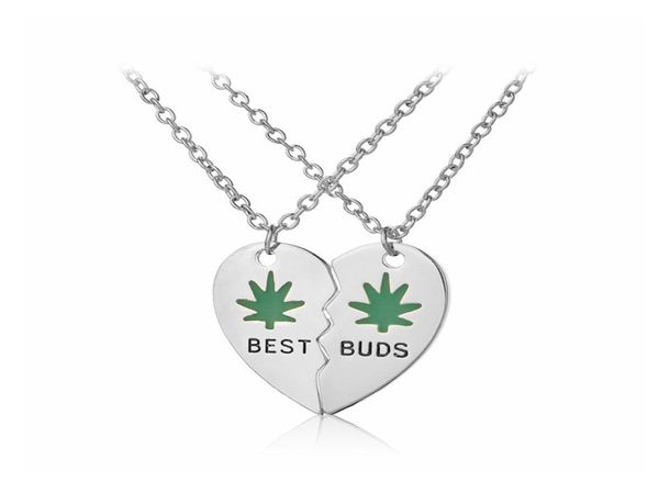 

buds necklace enamel weed leaves broken heart pendant necklaces good friends bff jewelry gifts7354176, Silver