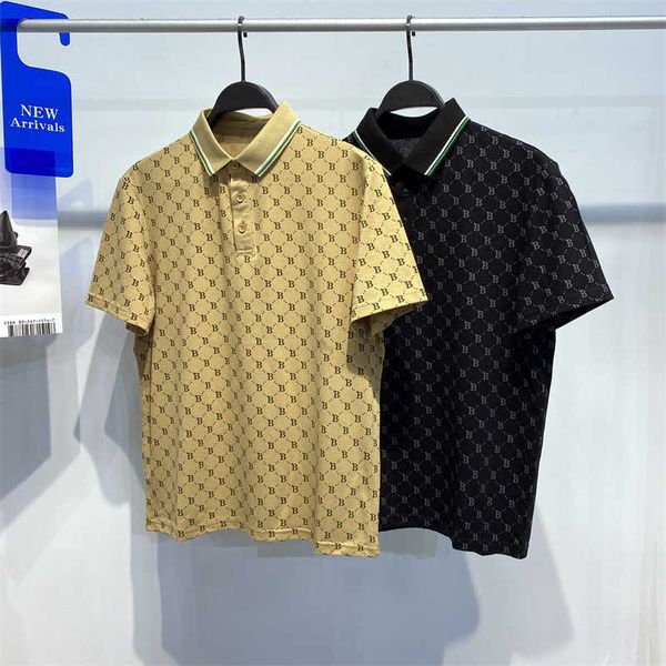 

casual tee mens t shirt burby designer shirts summer short sleeved tshirt business polo shirts tb letter jacquard loose sweatshirt ice silk, White;black