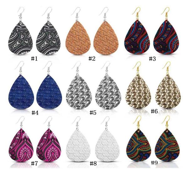 

bohemian ethnic printing dangle earrings for women pu leather double sided water drop statement earrings 2019 boho jewelry in bulk7857767, Silver