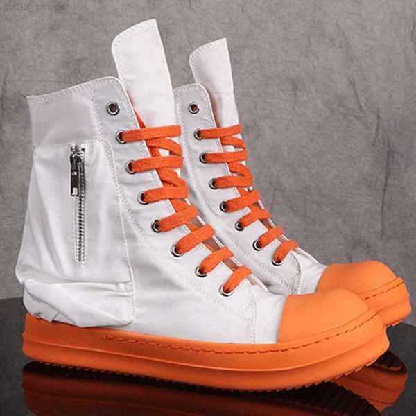 

rick casual shoes ro owens round head woman's high sneakers short boots for man and men's size 36-47, Black