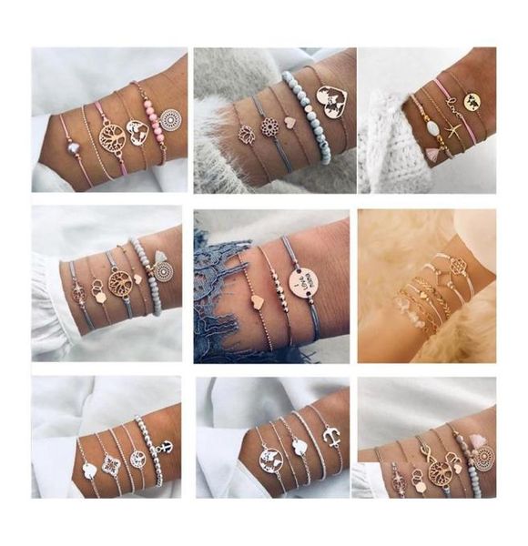

charm bracelets fashion beads stone turtle bracelet set for women geometric tree of life shell braclets bohemia summer jewelry dro4089060, Golden;silver