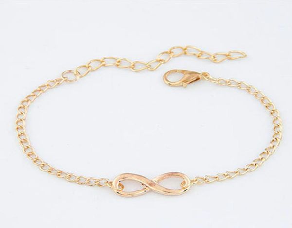 

new fashion infinity charm chain heart bracelet for women wedding jewelry whole minimalist bangles7734574, Golden;silver