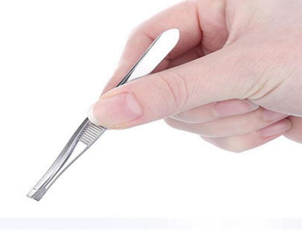 

stainless steel eyebrow tweezers hair removal clip beauty tool silver7265454, Black
