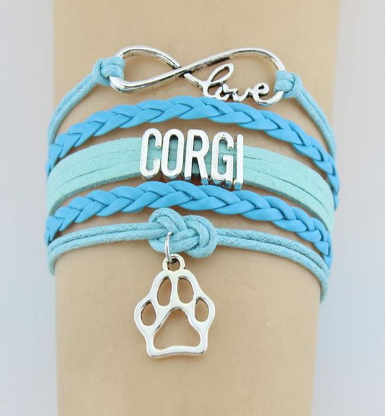 

infinity love corgi paw charm wrap bracelets paw print charms animal bracelet gifts for women men bracelets jewelry9777530, Golden;silver