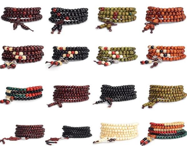 

man beaded bracelets 6mm natural strands red sandalwood dhl prayer japa rosary mala tibetan buddhist meditation wood rosary bead b8867192, Black
