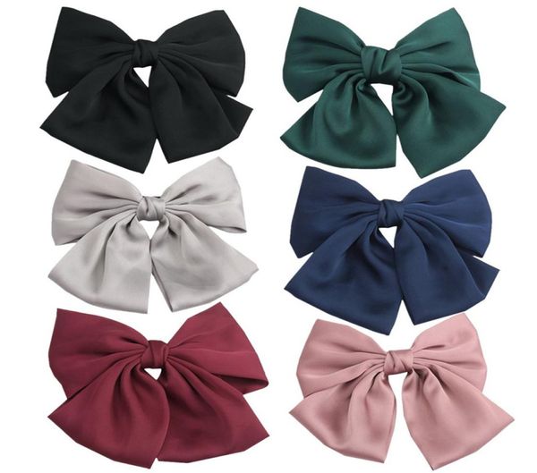 

good quality japanese styles large hair bows double layer satin fabric big bow hairpins women hair clips spring barrettes9568420, Golden;silver