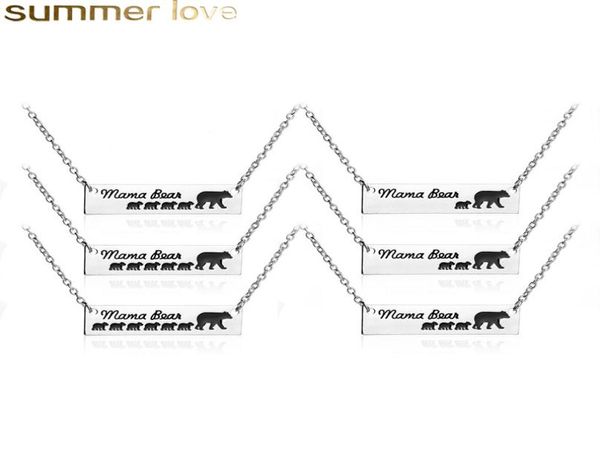 

fashion cute mama bear necklace children mom pet tag silver engraved pendant necklaces jewelry gift for mom family love2306934